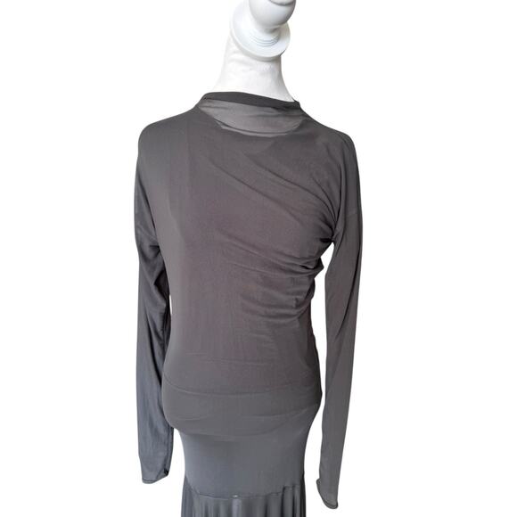 Lemaire Transparent Maxi Dress In Dark Espresso M Asymmetrical Mesh Dress Gown - Picture 10 of 14